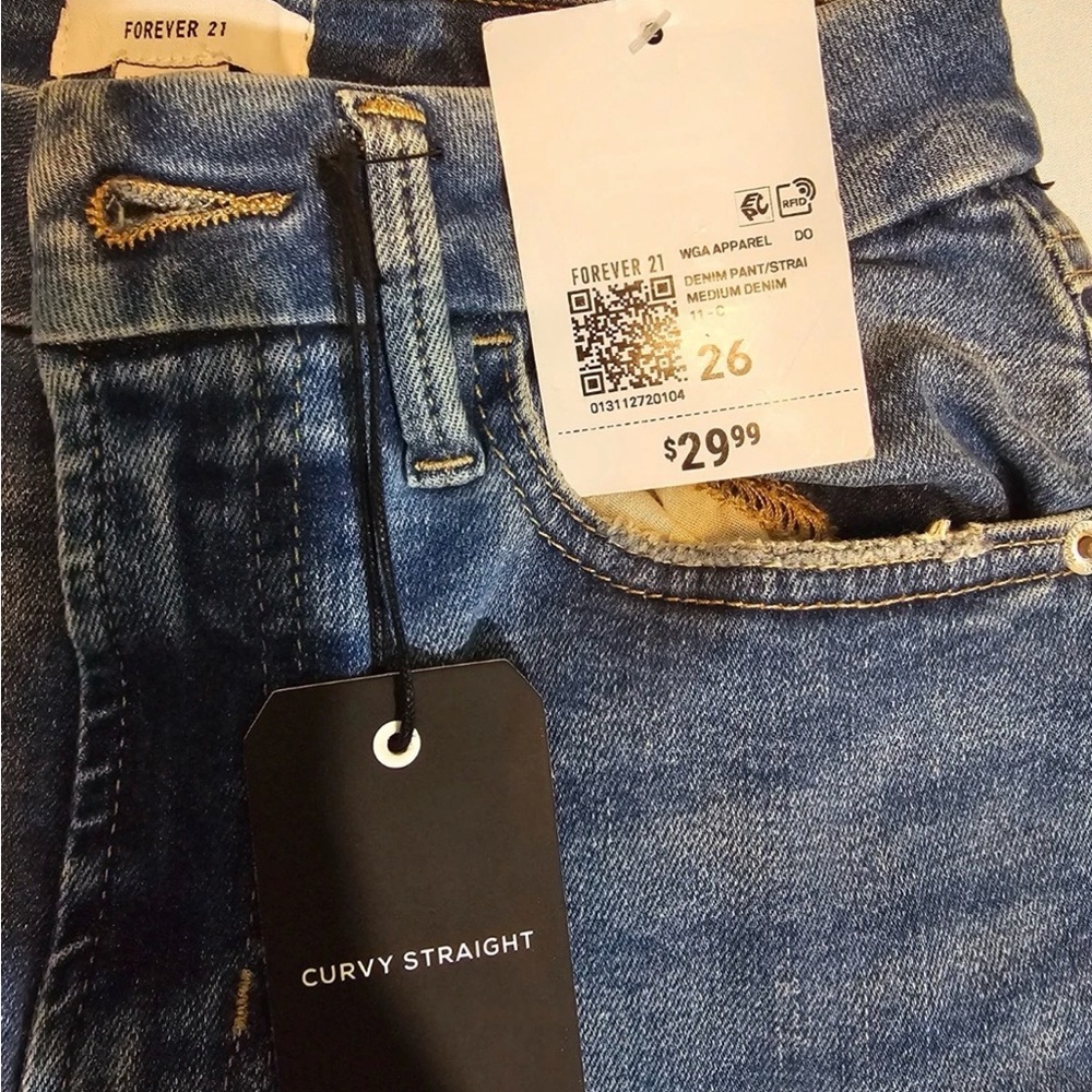 NWT Forever‎ 21 Denim Jeans Curvy Straight High Rise Straight Leg Size 26 - Picture 3 of 4